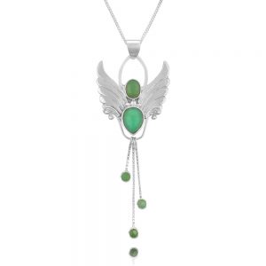 chrysoprase angel pendant necklace silver