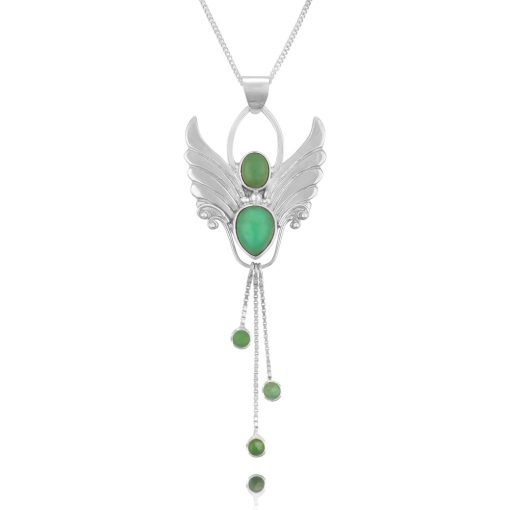 chrysoprase angel pendant necklace silver