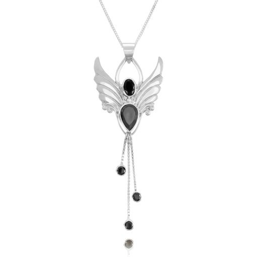Angel of Focus & Mindfulness & Motivation Silver and Onyx pendant