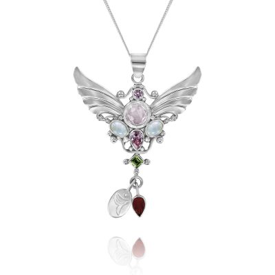 angel necklace for motherhood Fertility Rose Quartz silver angel pendant necklace.