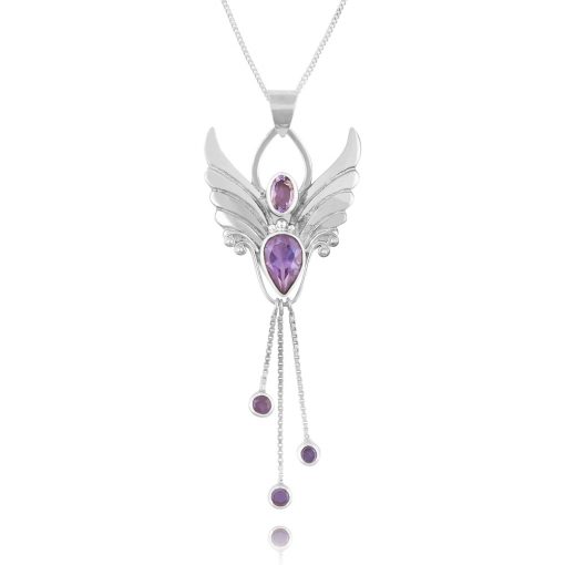 amethyst angel pendant necklace for protection