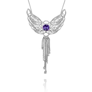 Peace Angel Necklace in Filigree with Amethyst