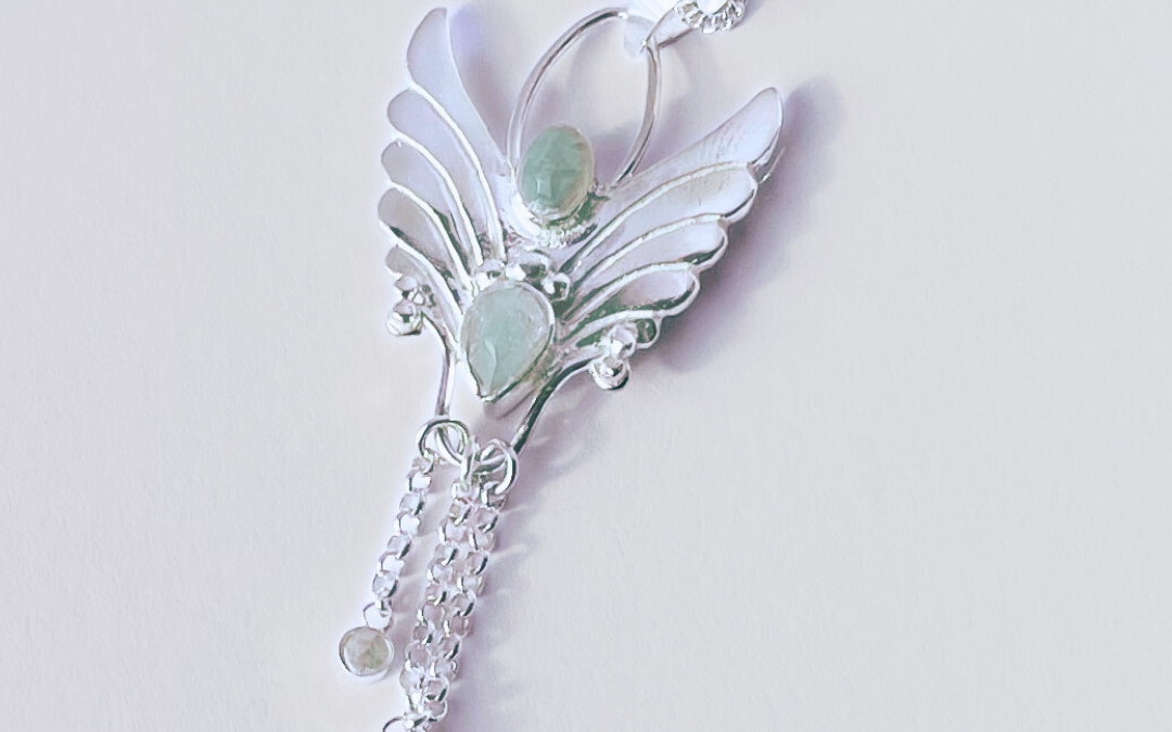 Silver Guardian Angel Pendant: Aquamarine For Serenity