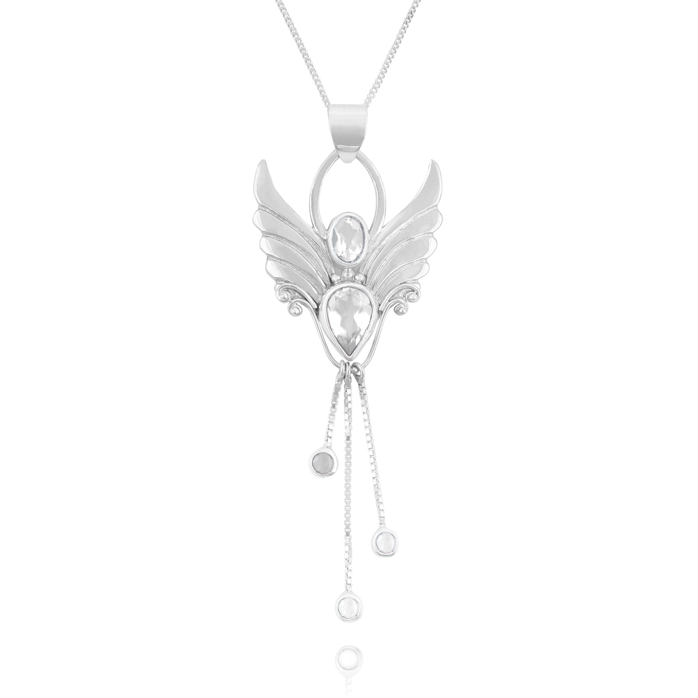 silvertopaz silver angel pendant