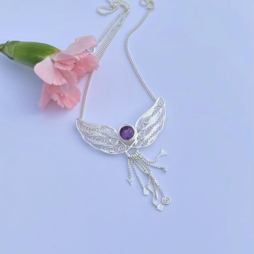 peace angel necklace filigree