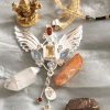 Archangel Gabriel pendant necklace in sterling silver with moonstone and citrine