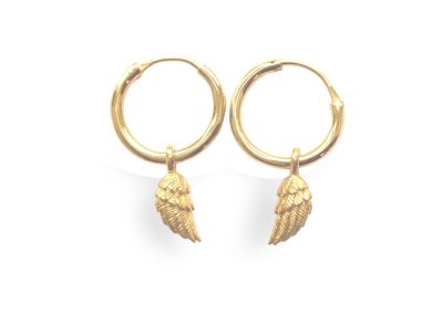 gold huge hoop angel wing earrings