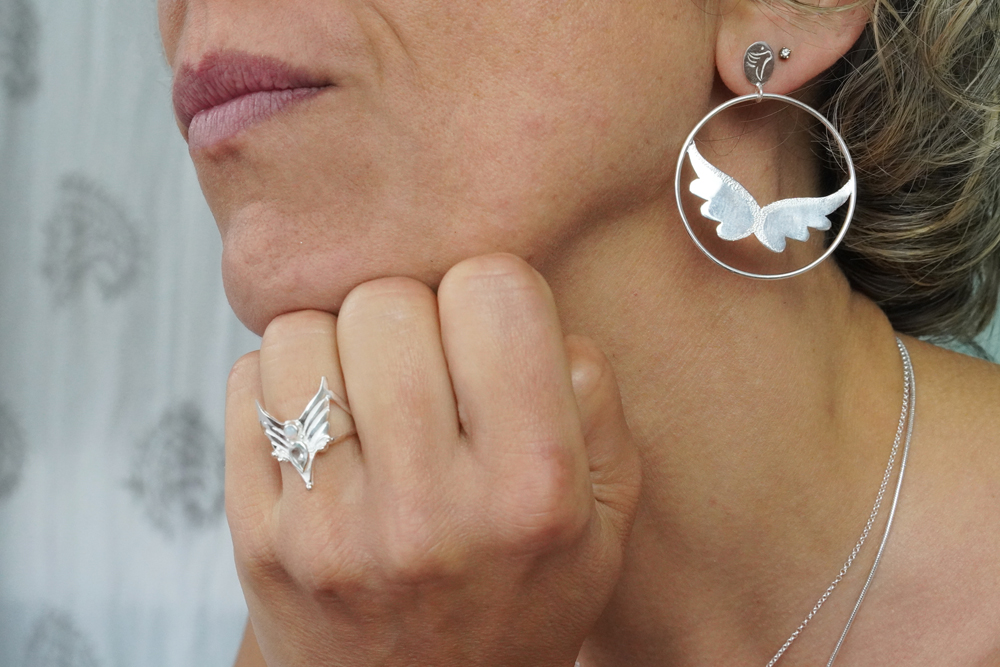 Angel wings huggie hoop earrings  KinchaDesigns Jewellery To Express Your  Individuality