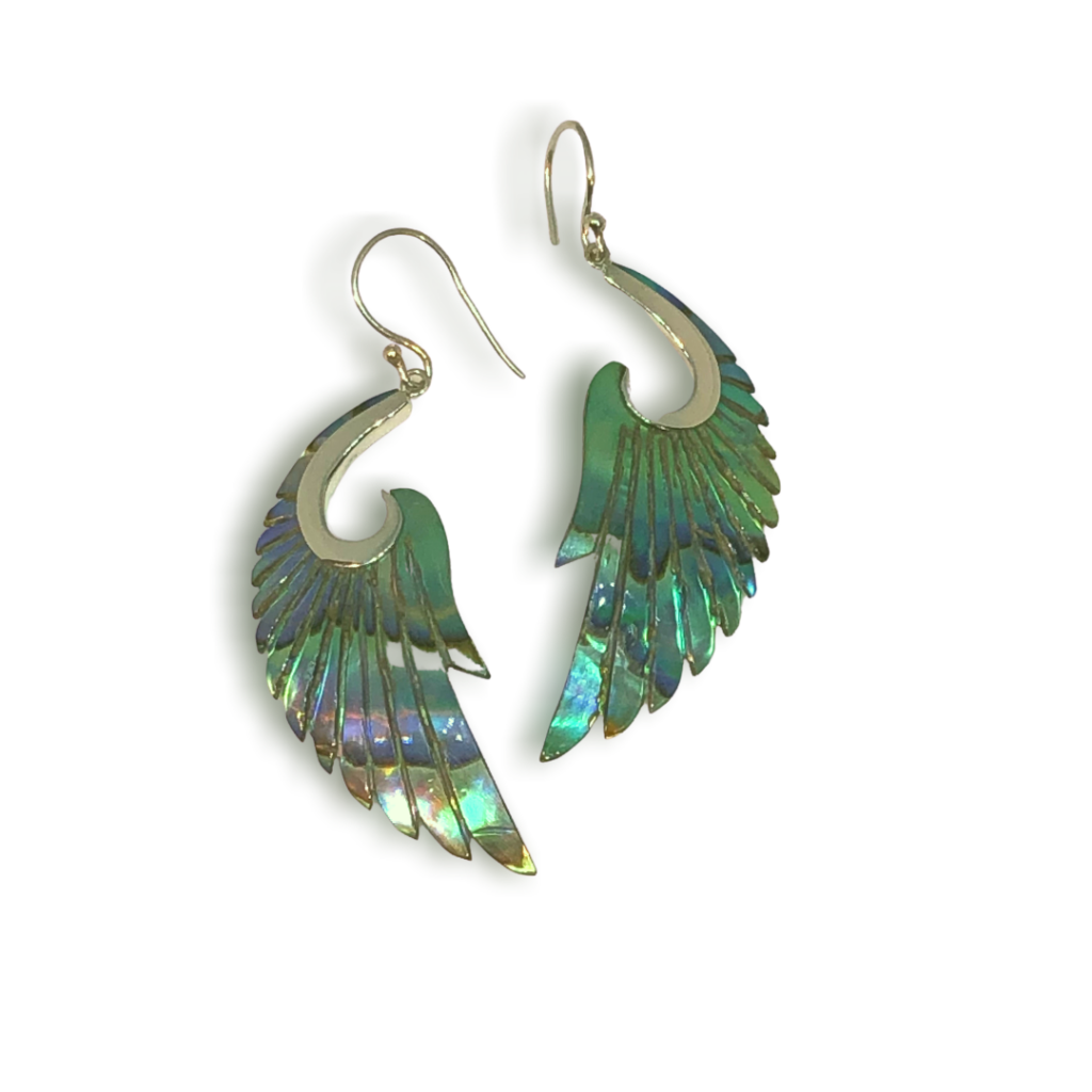 guardian angel abalone wing silver earrings