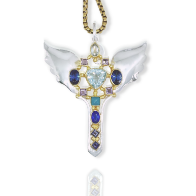 Archangel Michael pendant necklace with sword