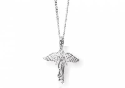 Silver Guardian Angel Pendant Charm Necklace