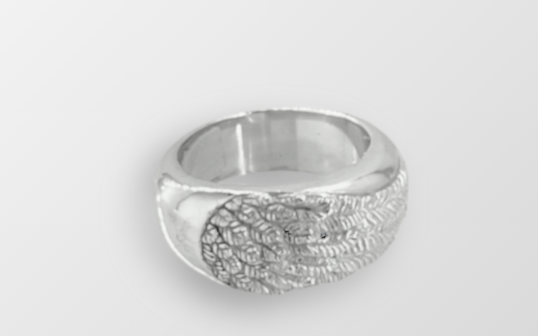 Angel Wing Signet Nugget Ring Sterling Silver