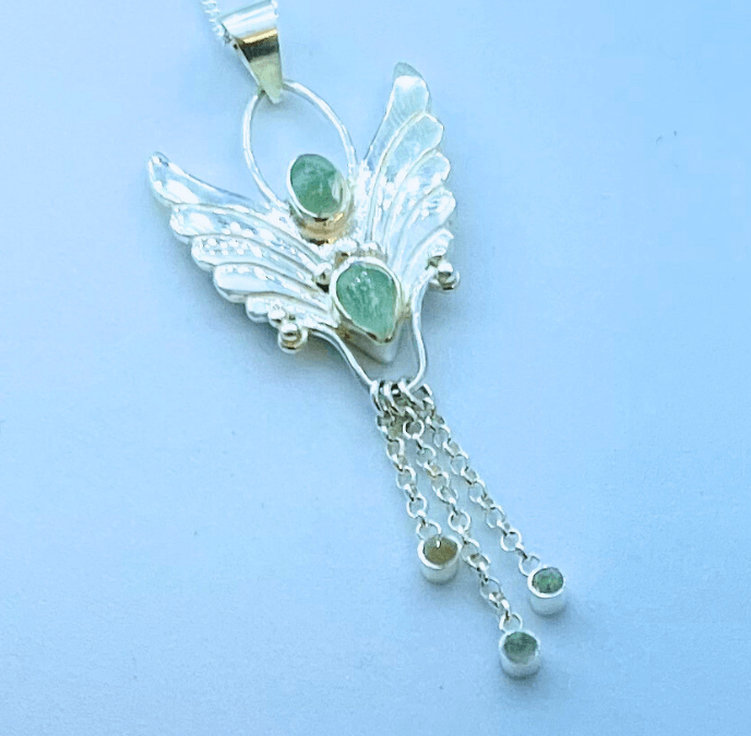 Guardian Angel Pendant Necklace Green Tourmaline