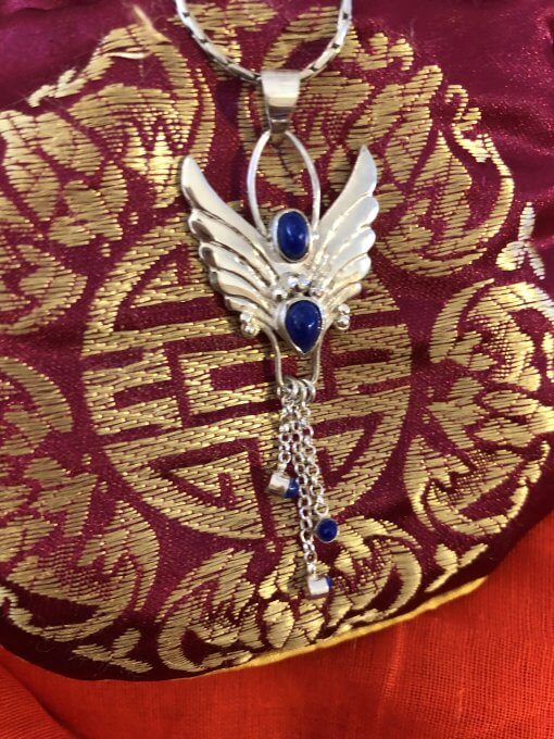 Guardian Angel Pendant Sterling Silver With Lapis Lazuli - Image 3