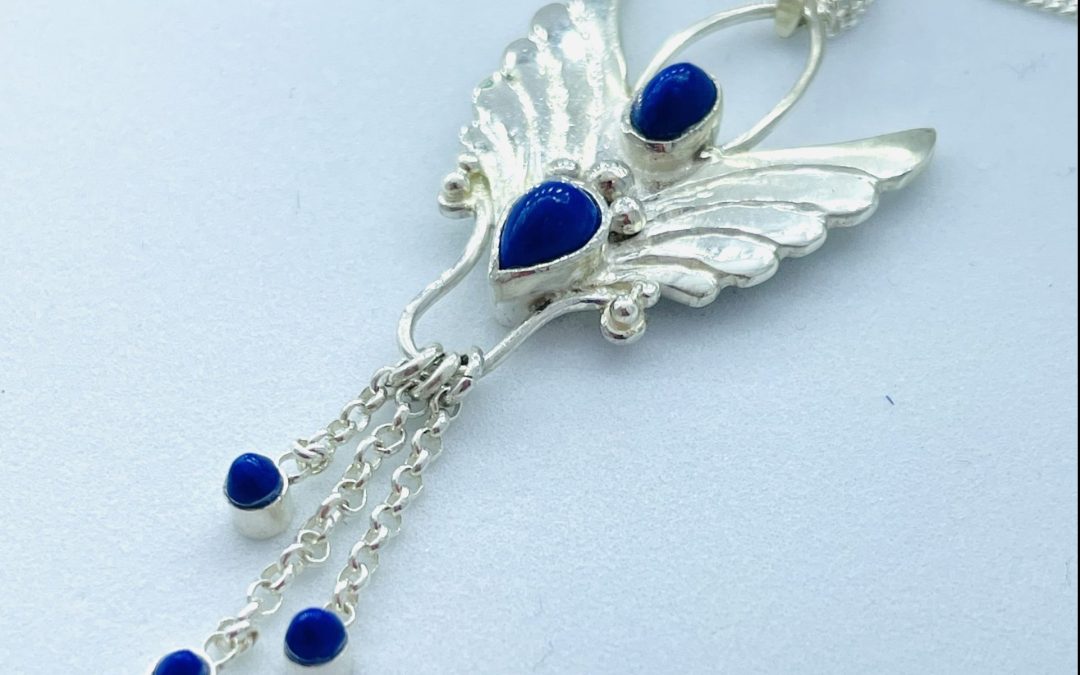 Guardian Angel Pendant Sterling Silver With Lapis Lazuli